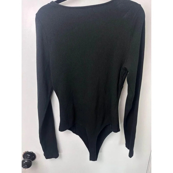 AMERICAN EAGLE BLACK BODYSUIT WITH SNAPS LONG-SLEEVE SZ LARGE #1038 - Picture 2 of 7